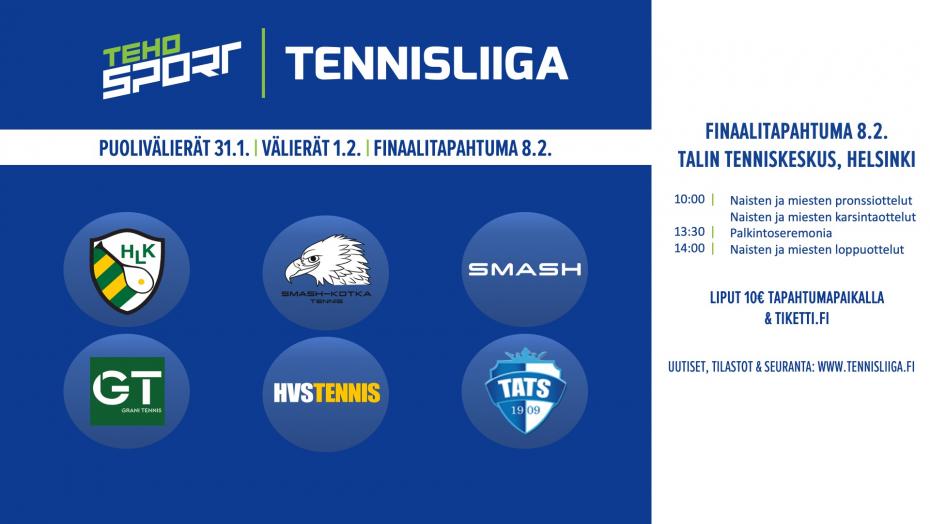 TEHO Sport Tennisliigassa puolivälierät ja välierät 31.1.-1.2. - kaikki ottelut Ruutu Urheilussa