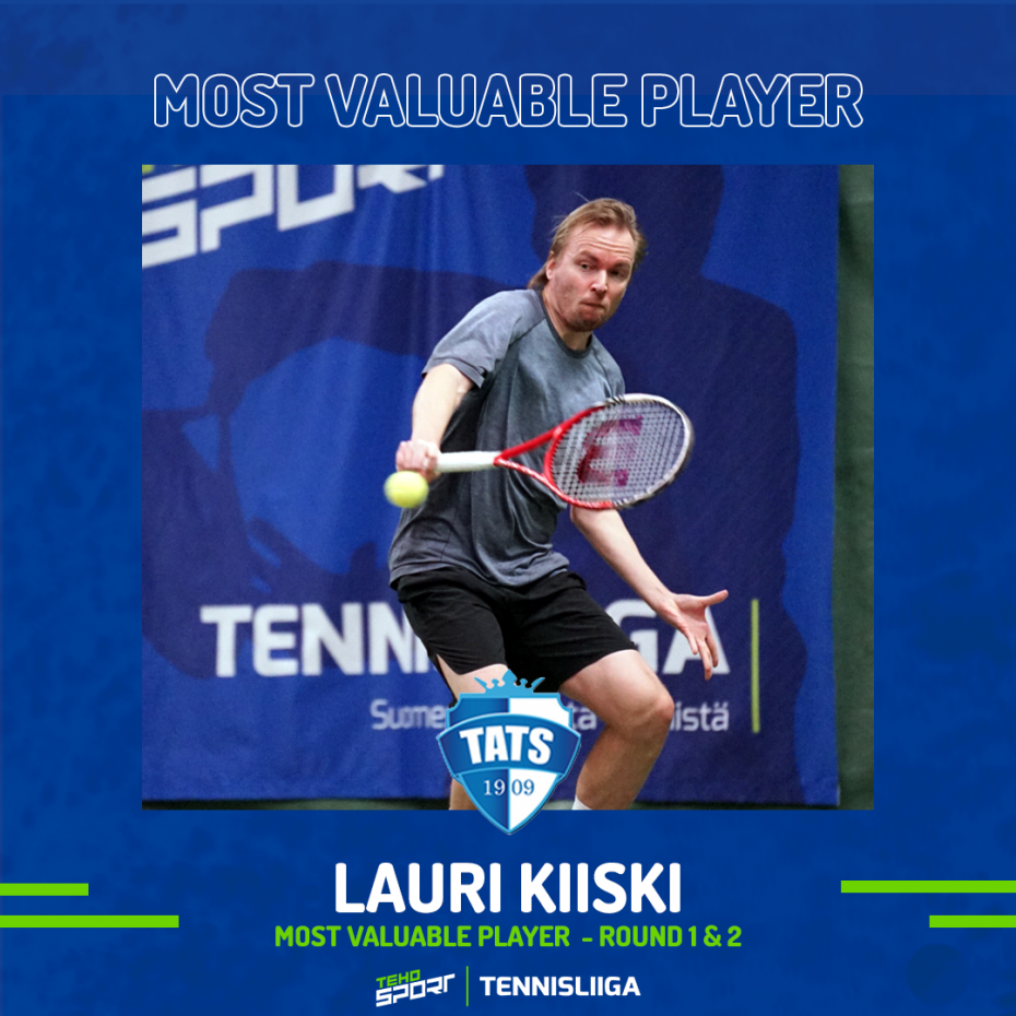 TEHO Sport Tennisliiga -avauksen arvokkaimmat pelaajat Ahti, Kiiski ja Raisma