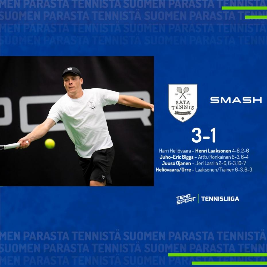 TEHO Sport Tennisliiga: Heliövaara johdatti Satan voittoon Smashista