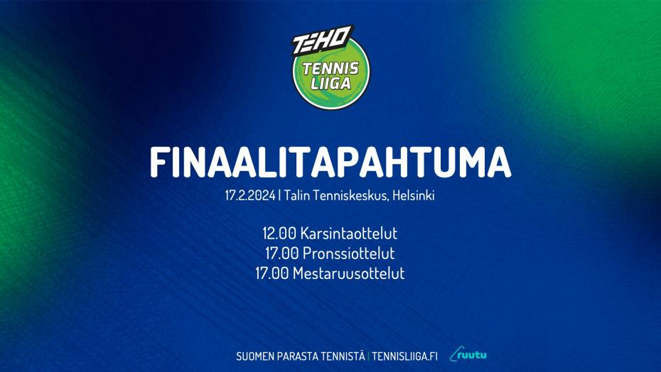 TEHO Tennisliiga huipentuu 16.-17.2. - mitaliottelut lauantaina klo 17.00 Talissa