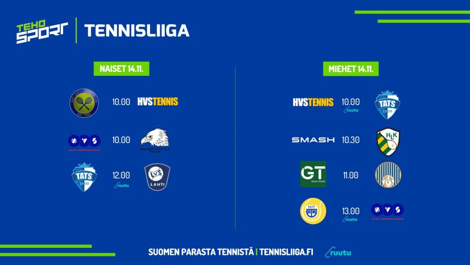Tennisliigan kausi jatkuu 12.-14.11. - sarjakärkinä Smash-Kotka ja TaTS
