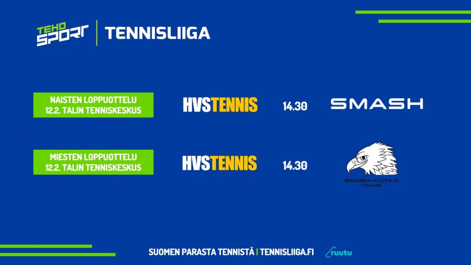 TEHO Sport Tennisliigan loppuottelut Talissa 12.2. klo 14.30